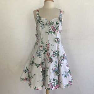 Upcycle Annie Fit and Flare Sweetheart Neckline upcycled Floral Cotton Dress.L